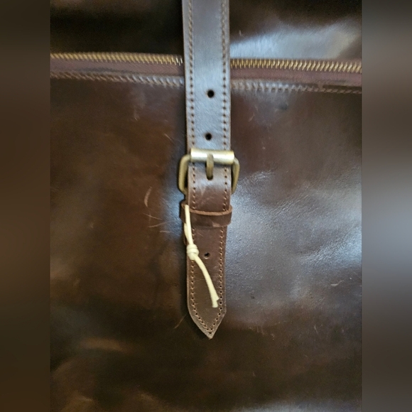 Buxton Dark Brown Leather Backpack Saddlebag Unique Square Shape Gold Hardware main image 6